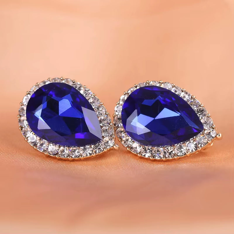 Top Quality Austria Crystal Rhinestone Water Drop Shape Clip on Earrings Non Piercing Charm Bridal Ear Buckle Earrings Bijoux