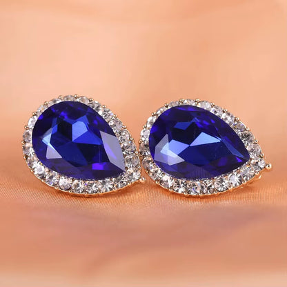 Top Quality Austria Crystal Rhinestone Water Drop Shape Clip on Earrings Non Piercing Charm Bridal Ear Buckle Earrings Bijoux