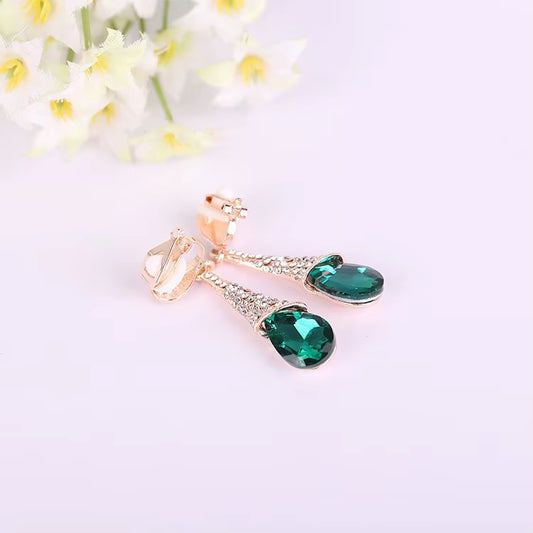 Fashion Rhinestone Crystal Long Clip on Earrings Non Pierced for Women Party Wedding Luxury Fashion No Hole Earrings
