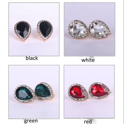 Top Quality Austria Crystal Rhinestone Water Drop Shape Clip on Earrings Non Piercing Charm Bridal Ear Buckle Earrings Bijoux